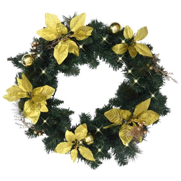 VidaXL Couronne de Noël avec Lumières LED Décoration de Guirlande Ornement de Noël Jardin Arrière-cour Extérieur en Plein 320974