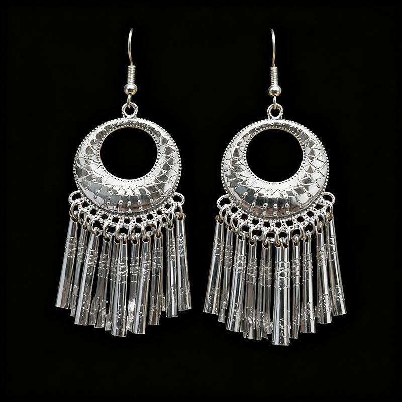 Ethnic style earrings Alloy silver-plated Miao ethnic minority Dong Yi earrings Earrings