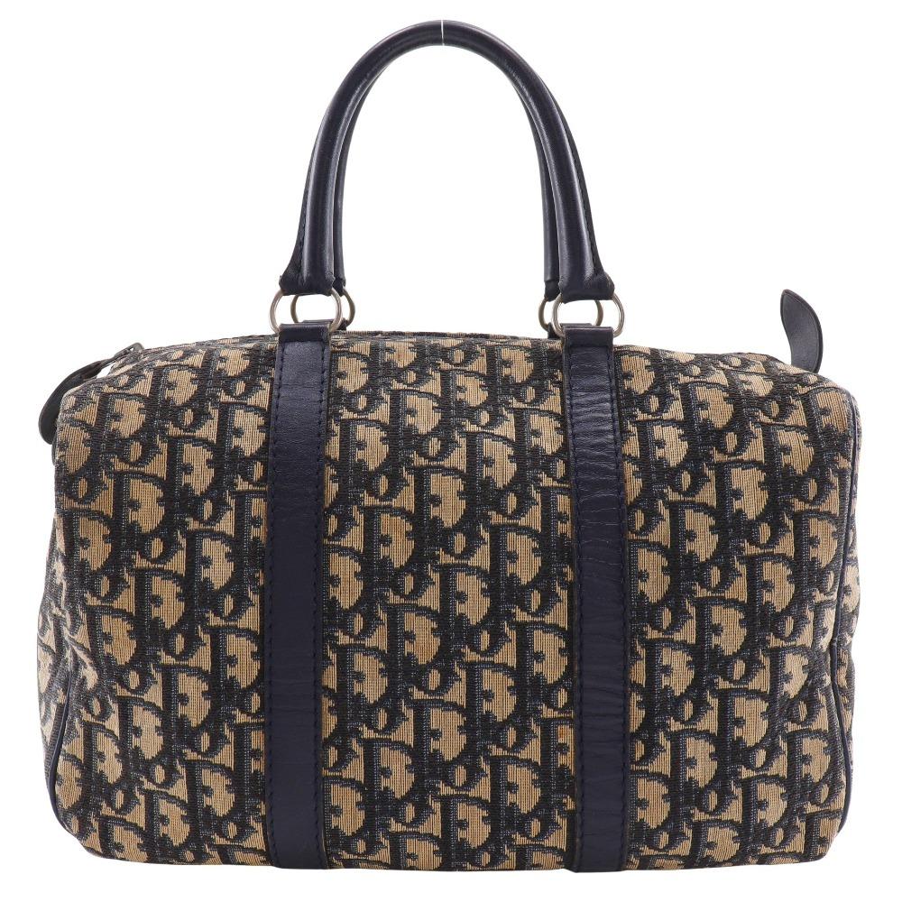 Dior Trotter Boston Bag Mini Boston Vintage Beige Canvas Unisex Used