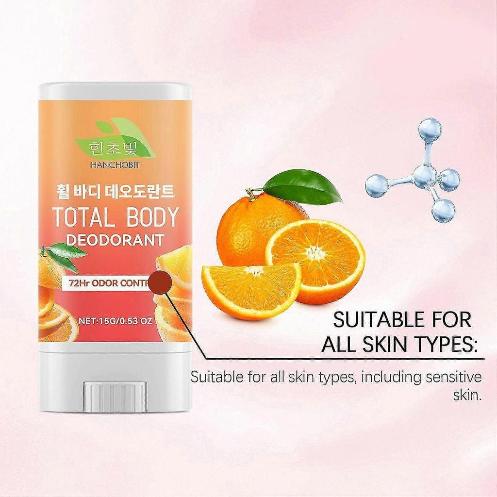 Tangerine Ganzkörper-Deodorant - Fester Ganzkörper-Deodorant-Stick - 72 Stunden Geruchskontrolle - Ohne Aluminium, Ohne Natron und Hautverträglich