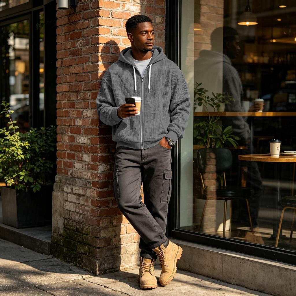 Men's Long Sleeve Hoodie Loose Fit Casual Streetwear Sweatshirt
