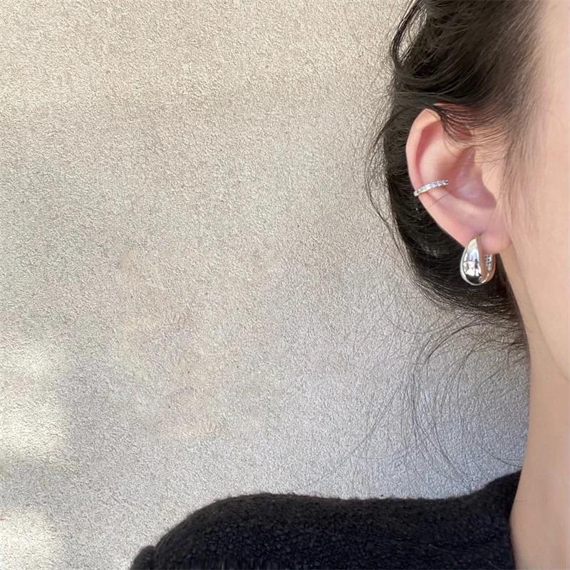 Rustfritt stål glatt metall Chunky Hoop øredobber for kvinner Jenter Mote Runde sirkel bøyler Statement øredobber Punk smykker