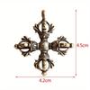 2Pcs Cross Brass Pendant Bodhi Beads Keychain Rope Hangings Buddhism Dharma Handmade Woven Lanyard.