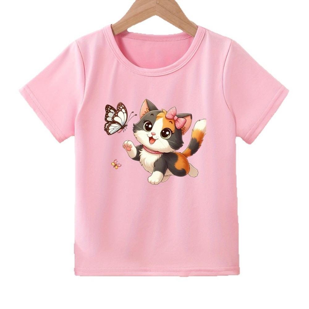 

Cute and stylish butterfly and kitten print T-shirt for kids 100