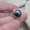 925 Sterling Silver Hematite Ring Faceted Round Gemstone Boho Minimalist Silver Jewelry