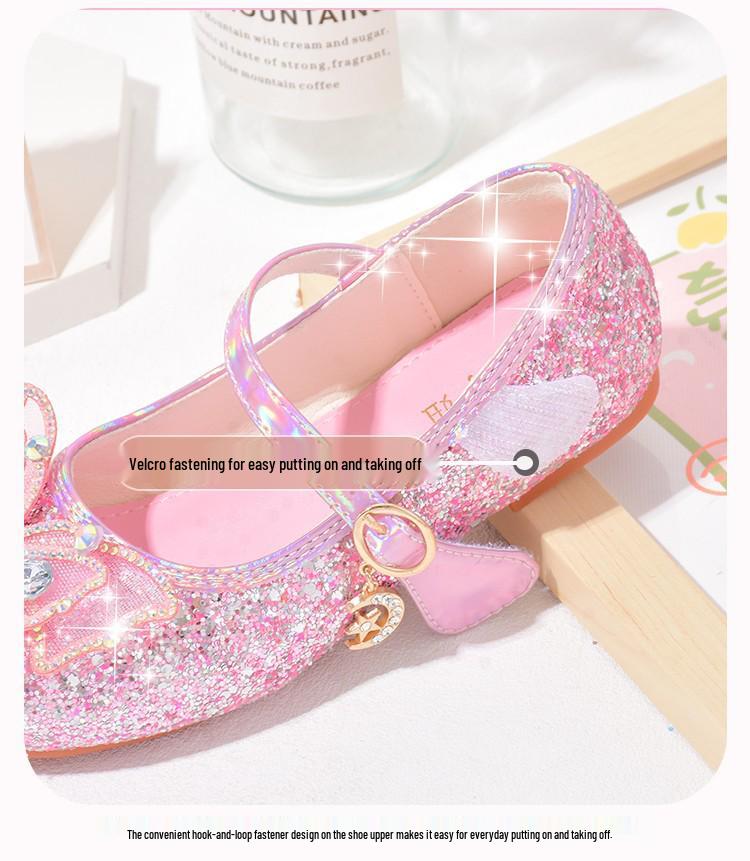 Girls' Crystal Princess Soft Sole Leather Shoes for Autumn 2026