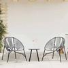 VidaXL Set of 3 Garden Chairs Black and Light Grey Woven Resin, Garden Table and Chairs, Patio Table and Chairs 4009294