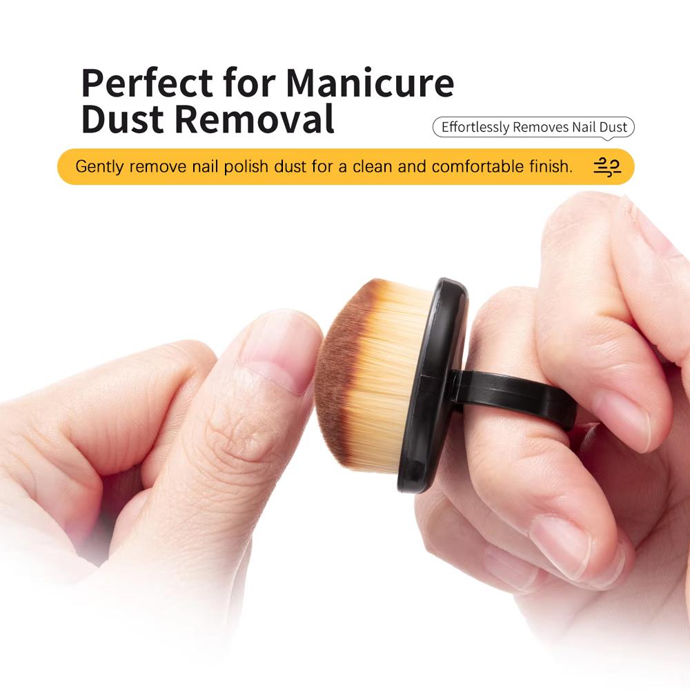 1/10Pcs Manicure Dust Clean Brush Finger Ring Duster Soft Hair Nail Polish Powder Dusting Tools Nail Art Dense Bristles Brush
