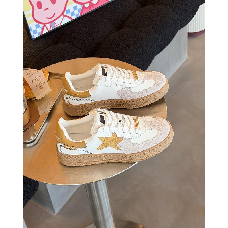 

New casual soft sole heightening student sports board shoes retro thick sole star white shoes women s shoes 40 бежевий