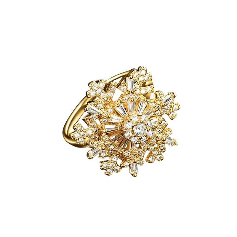 Double Layer Zircon Snowflake Ring Copper Materials Lightweight Comfort Jewelry Elegant Finger Accessories