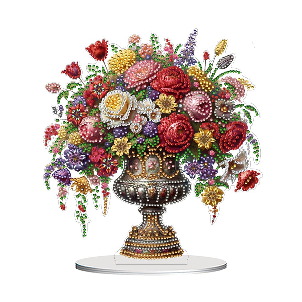 2D Flat Vase DIY Desktop Diamond Art Kits Special Shape Diamond Diamond Painting Desktop Ornaments Kit Bedroom Table Decoration