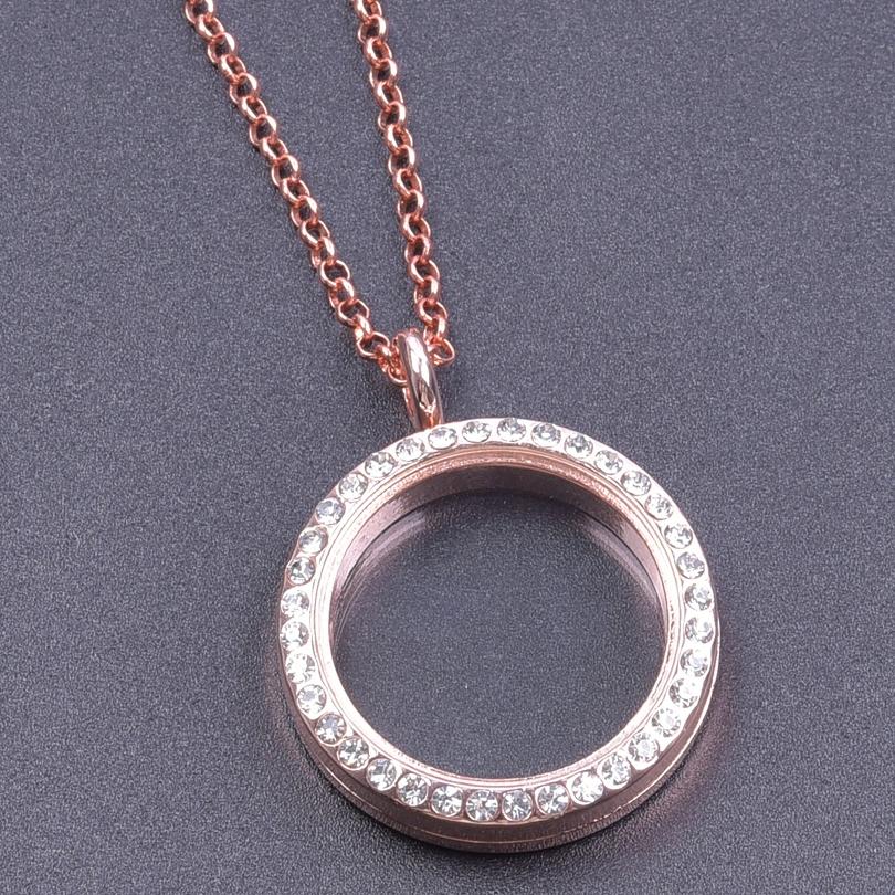 25/30/35/40 mm Locket Pendant Necklace For Women Men Accessories Rhinestone Cage Floating Locket Charms Necklaces Chain On Neck