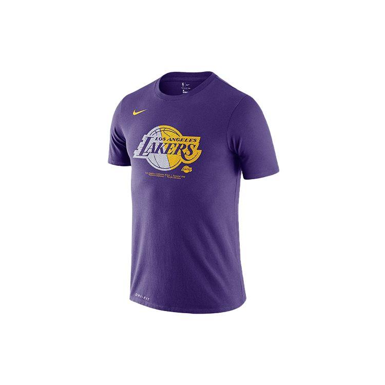 Nike Dri-Fit NBA Los Angeles Lakers Crew Neck Short Sleeve T-Shirt Men Tops Purple AT0422-547
