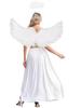 Women Halloween Angel Costume Sleeveless Chiffon Vintage Trim Tunic Dress Feather Angel Wings Headwear Set