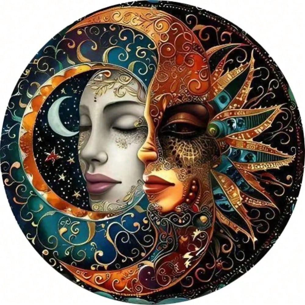 Vintage Sun Moon Metal Wall Art, Rustic Celestial Decor with Stars Birds for Farmhouse Living Room Bedroom Bathroom Kitchen Home Decoration