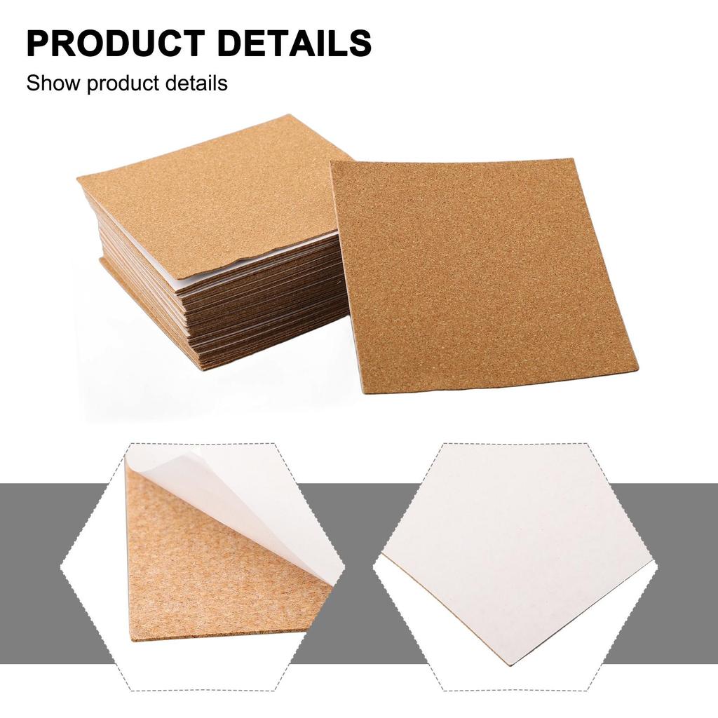 Square Cork Mat With Back Glue 100 X 100 X 1mm 40pc