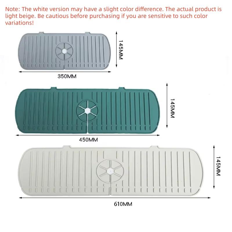 1Pcs Silicone Faucet Mat Water Ripples Kitchen Bathroom Drainage Pad Wash Basin Large Sink Splash Pad Countertop Protector