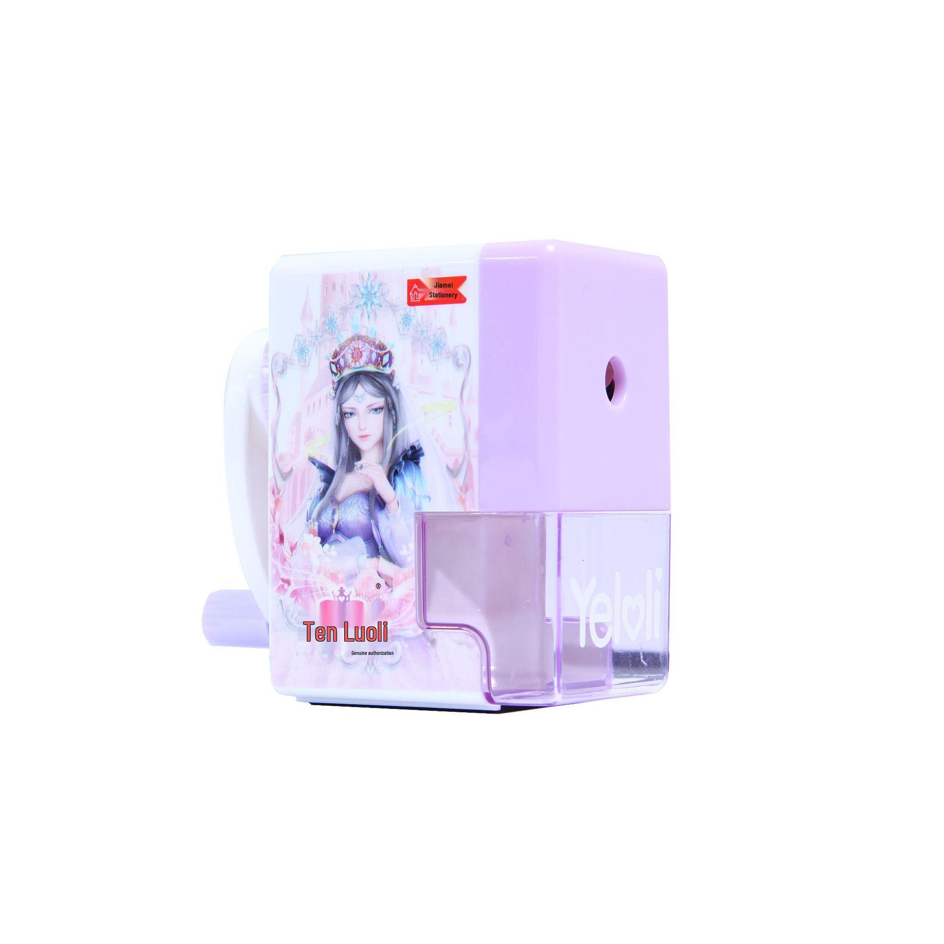 Jia Mei Girls Cartoon Hand-Crank Pencil Sharpener with Automatic Lead Feed for Kids