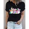Women's Easter Bunny & Eggs Graphic Tee Crew Neck Casual Regular Summer Top