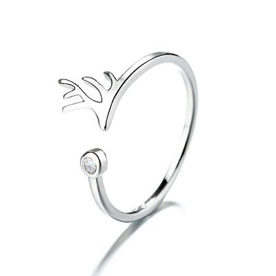 Geweihring mit Diamanten: Trendiger Ring für den offenen Zeigefinger mit Flügeln, Weihnachtsgeschenk für Frauen