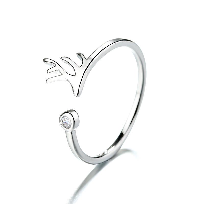 

Diamond-Studded Antler Ring: Trendy Open Index Finger Ring with Wings, Christmas Gift for Women Adjustable Open
