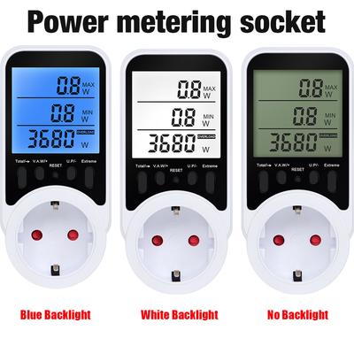 AC Power Meter Socket Electric Energy Monitor LCD Display Electricity Billing Plug KWH Voltage Current Tester Overload Protector