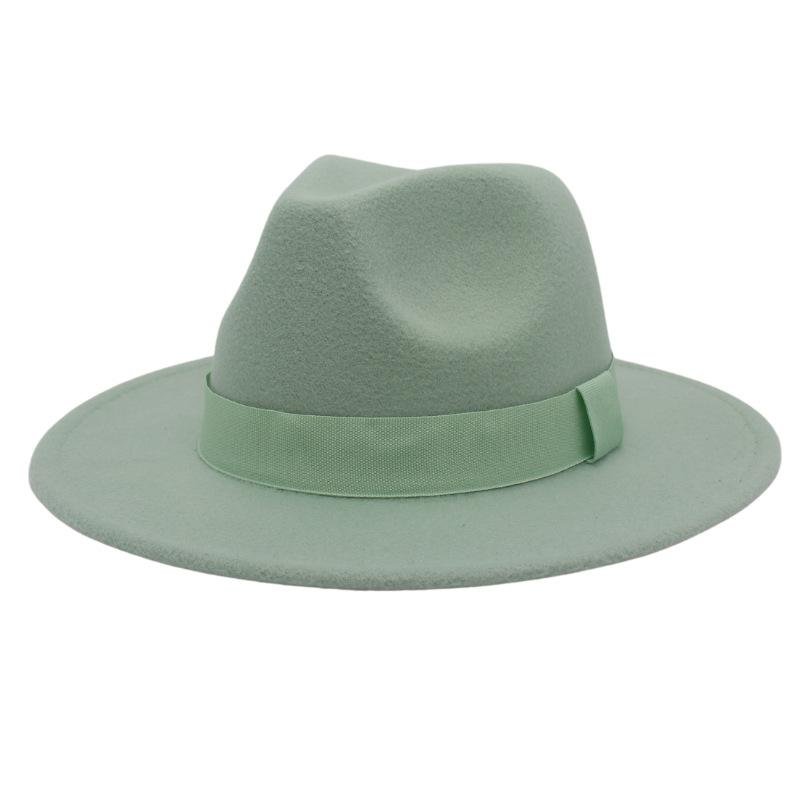 British Jazz Hat Big Eave Hat Square Ribbon French Top Hat Men'S And Women'S Cashmere Felt Hat