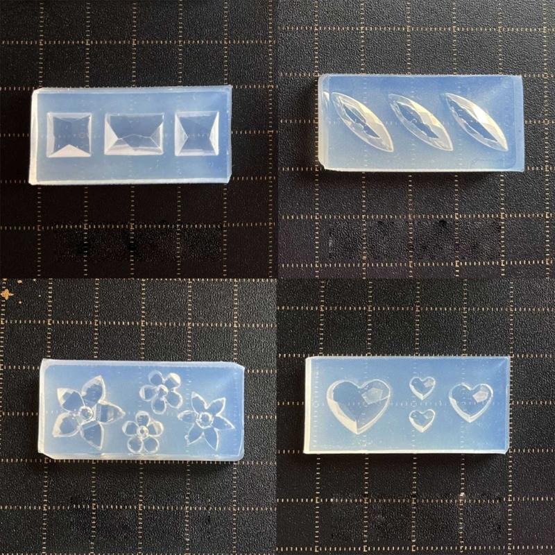 15Pcs Mini Faceted Gem Heart Silicone Molds Nail Art Carving Mold Suitable for Diy Nail Art Decoration Supplies Tool