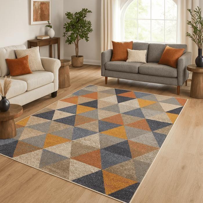 Tapis doux scandinave géométrique multicolore 133x170