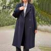 Women's Woolen Coat Autumn Winter Double-breasted Lapel Overcoat Loose-fit Solid Color Warm Long Coat for Office Daily Wear