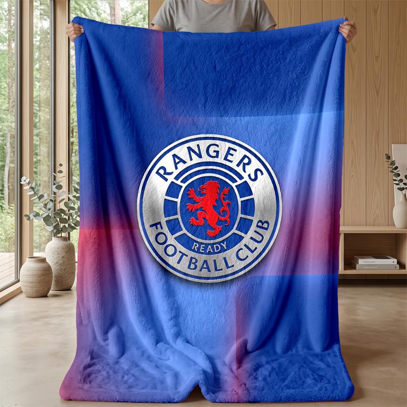 Rangers FC Weiche Flanell-Fleece-Decke Leicht Gemütlich Warm Überwurfdecke für Sofa Bett Heimdekoration