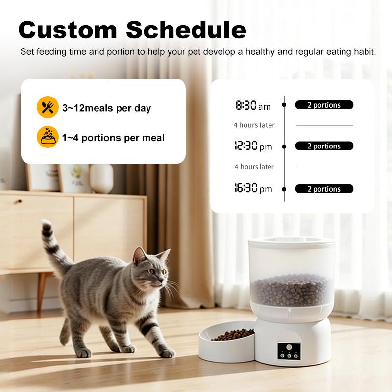 Automatic Pet Feeder Button Control Timed Portion Food Dispenser Pet Bowls Feeders Pet Accessories for Cats Small Dogs Animals