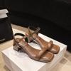Außenhandel 2025 Sommer neue Ein-Wort-Sandalen mit dickem Absatz modisch vielseitig europäisch und amerikanisch Übergröße Damenschuhe atmungsaktiv