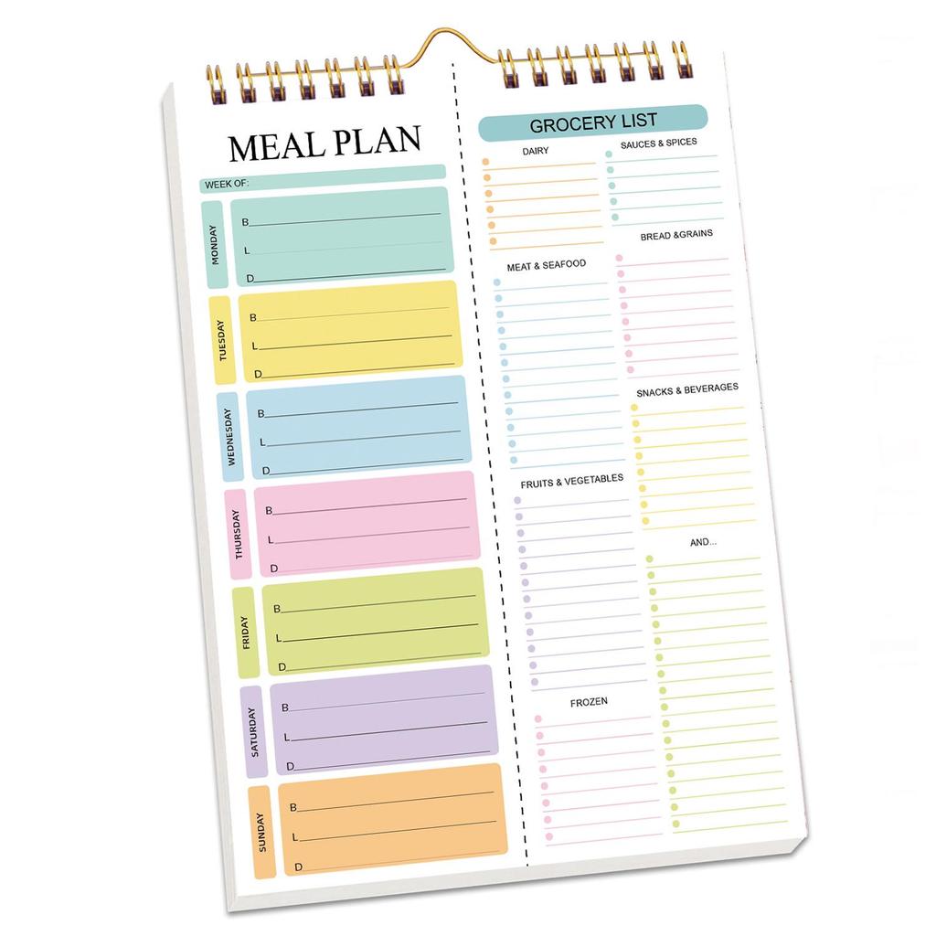 Stylish A5 Coil-bound Tear-off Recipe & Meal Planner Book