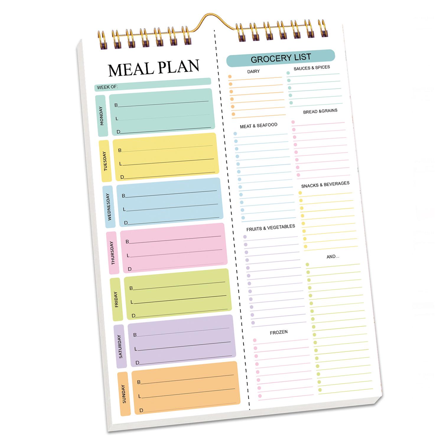 Stylish A5 Coil-bound Tear-off Recipe & Meal Planner Book 52 Sheets