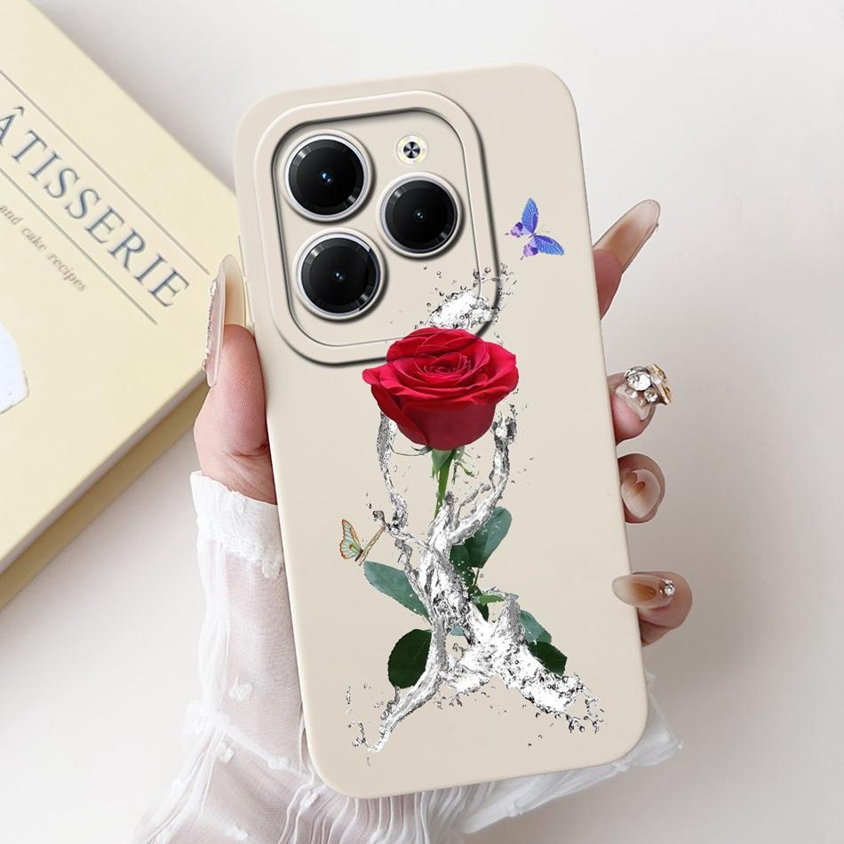 For Infinix Hot 40 40i 40Pro Beautiful Bow Rose Painting Phone Case For Infinix Hot40 40 Pro 40i Soft Silicone Shockproof Cases