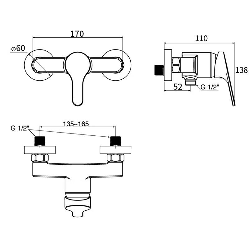 KEGOO Brass Bathroom Shower Mixer Faucet