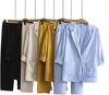 European Cotton Linen Women's Suit: Loose Blazer & High-Waisted Pants Set