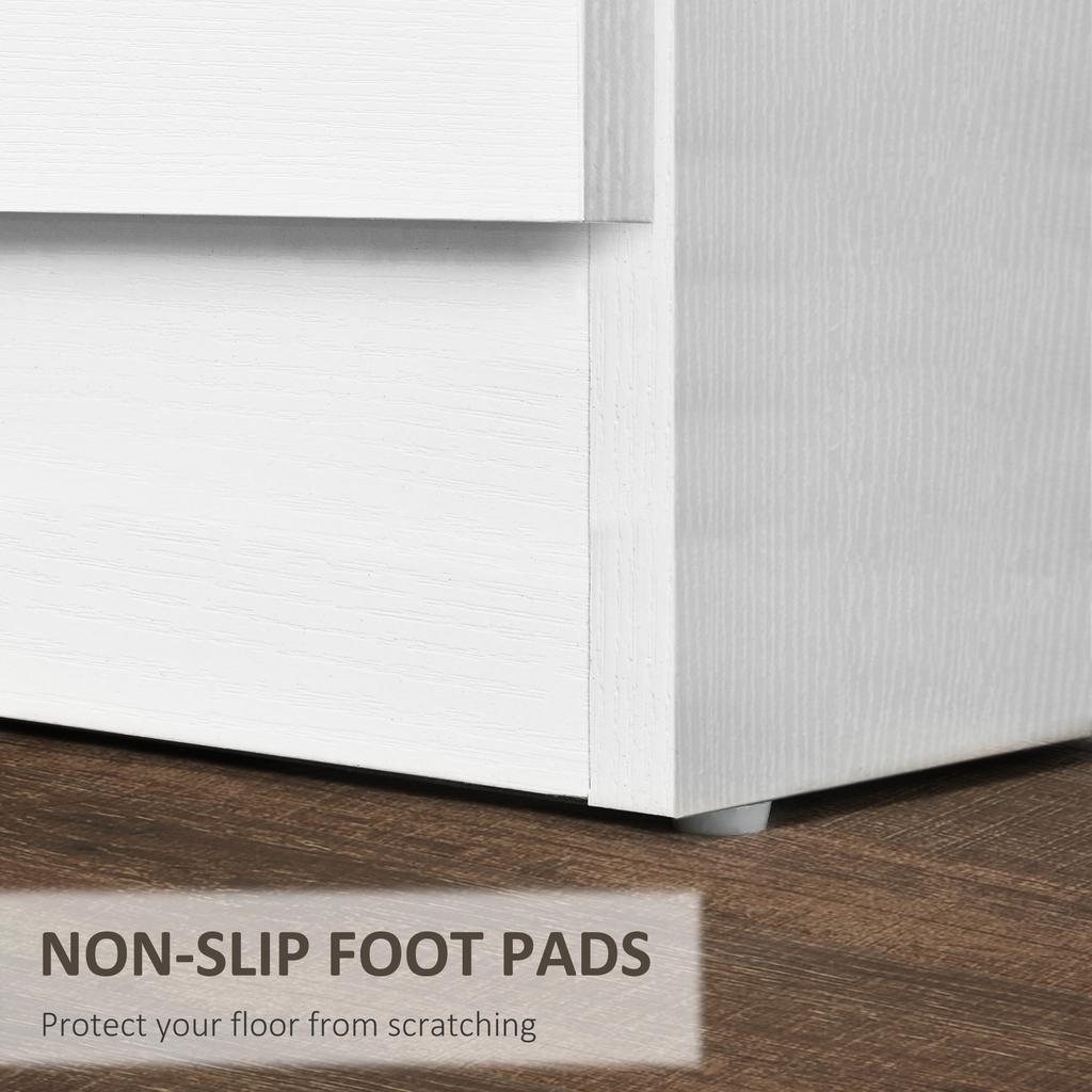 Three Drawer Simple Bedside Table White