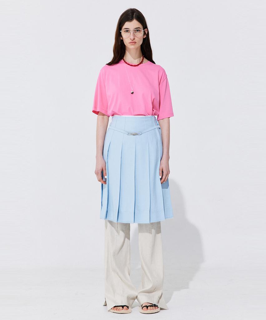 WNDERKAMMER Raw-Cut Pleats Skirt_Light Blue