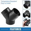Y Piece Duct Air Ducting Connector Straight Air Heater Duct Joiner Connector Pipe 2.95'' 75mm OD Black (Set of 2)