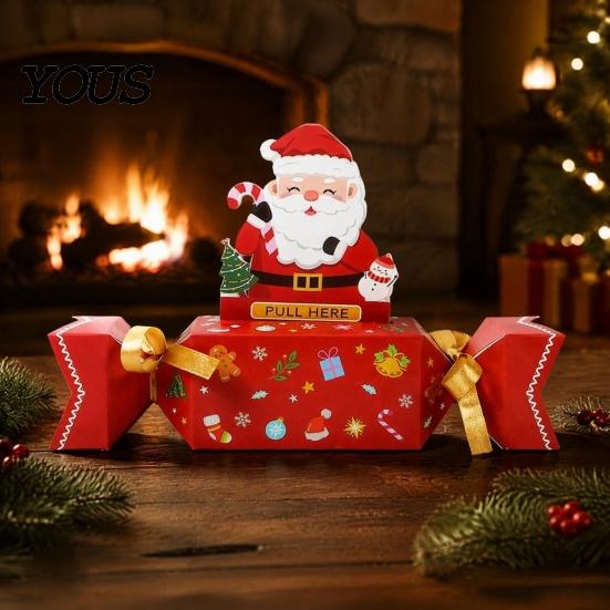 Holiday Party Favor 1/4Pcs Christmas Candy Shape Money Holder, Santa Snowman Reindeer Tree Cash Festive Holder Paper Bag, Gift Box for Party,