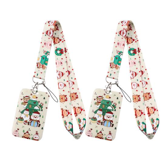2Pcs Sign Making Lanyards Christmas Snowman Neck Lanyard Key Holder Santa Badge