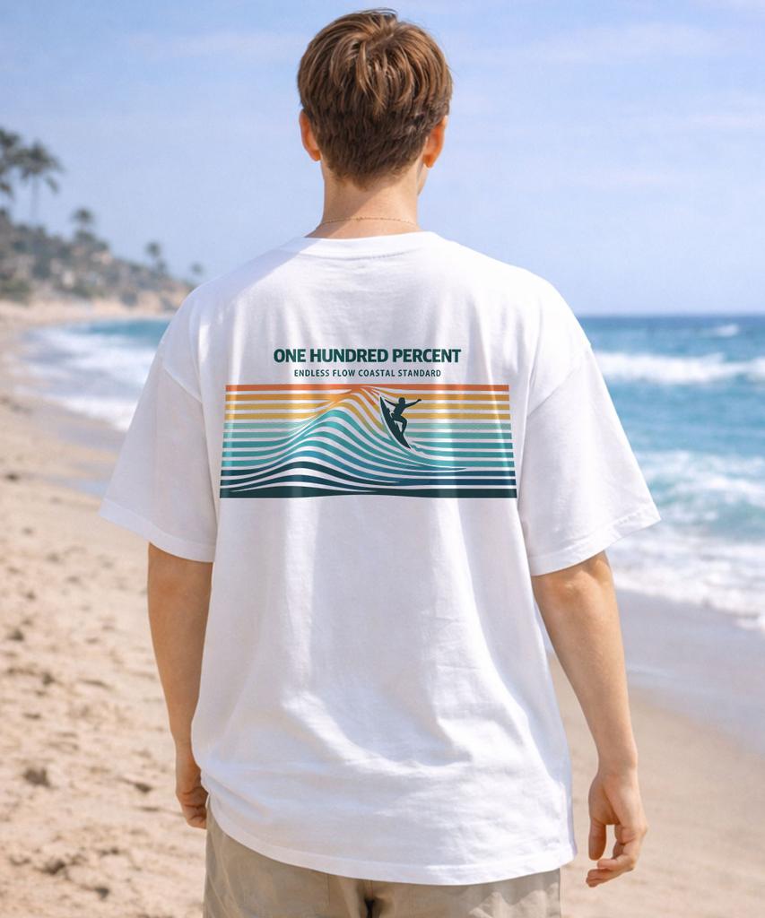 OHP Ohpxjoy Bsurfing Line Semi-Oversized Short Sleeve Tee