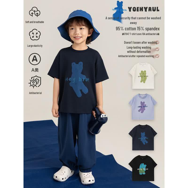 Yooyou Boys' Bear Print Short-Sleeve T-Shirt
