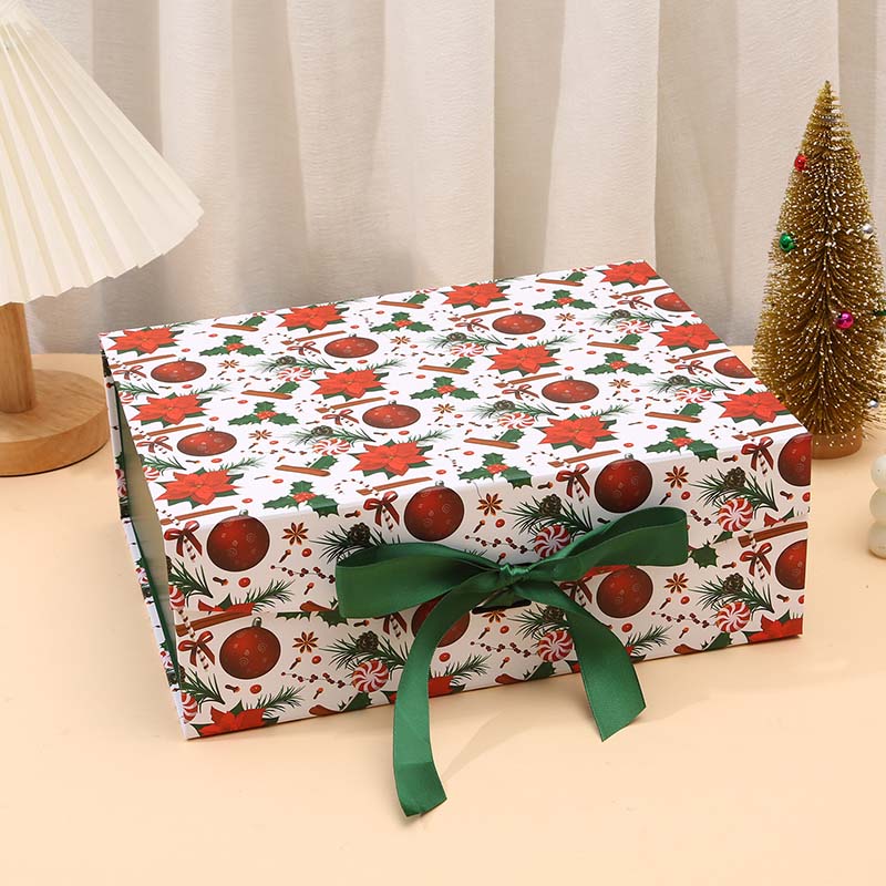 

WTEMPO Christmas Gift Boxes with Christmas Series Patterns Christmas Gift Packaging Boxes Ribbon Bow Magnetic Attraction Gift Boxes 29*22*10cm*2pcs