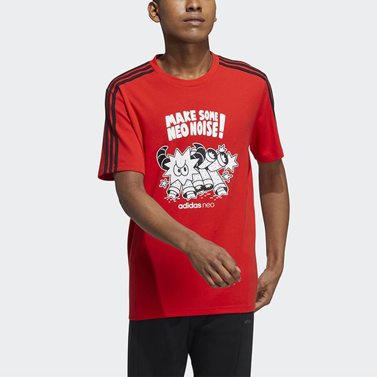 Adidas Neo Cartoon Print Sports Crew Neck T-Shirt Men Tops Red GS2577