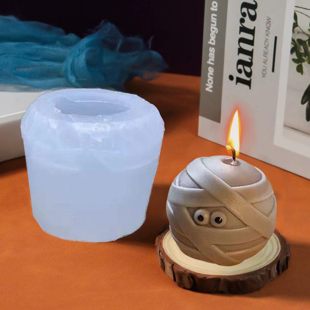 DIY Injured Ghost Silicone Candle Mould 3D Bandage Big Eyeballs Halloween Decor Making Tool DIY Cartoon Resin Plaster Craft Mold