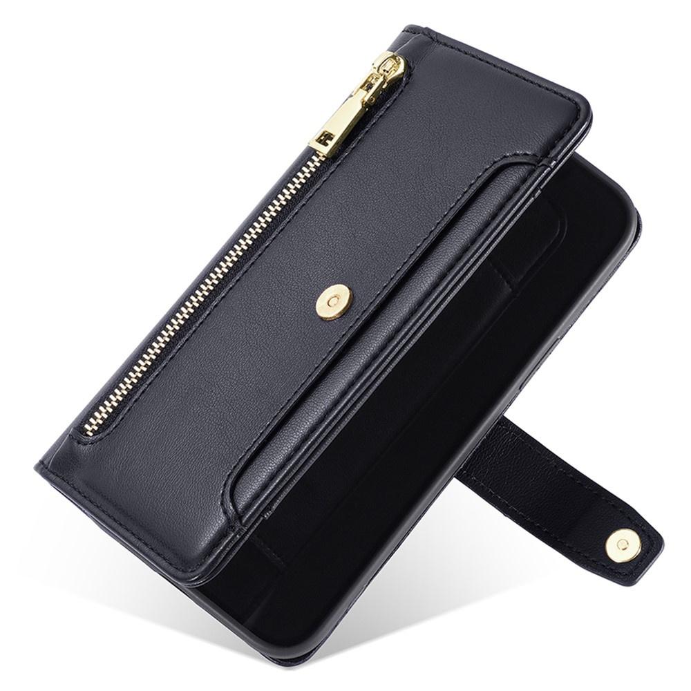 Flip Case for Motorola Moto G04 / G24 / G24 Power, Wallet Zipper Pocket, Black