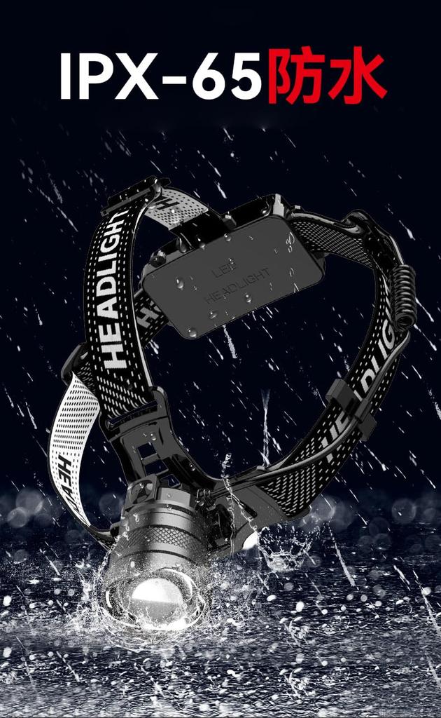 30-Hour Battery Life, 800,000 Lumens, Ultra-Bright, High-Capacity, Type-C Rechargeable Headlamp, 3 Lighting Modes, Hand Motion Sensor, Zoom Function,